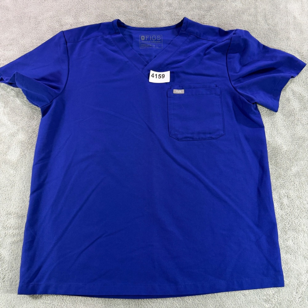 Figs Scrub Top Mens Large Purple Leon V-Neck Chest Pocket FM1500